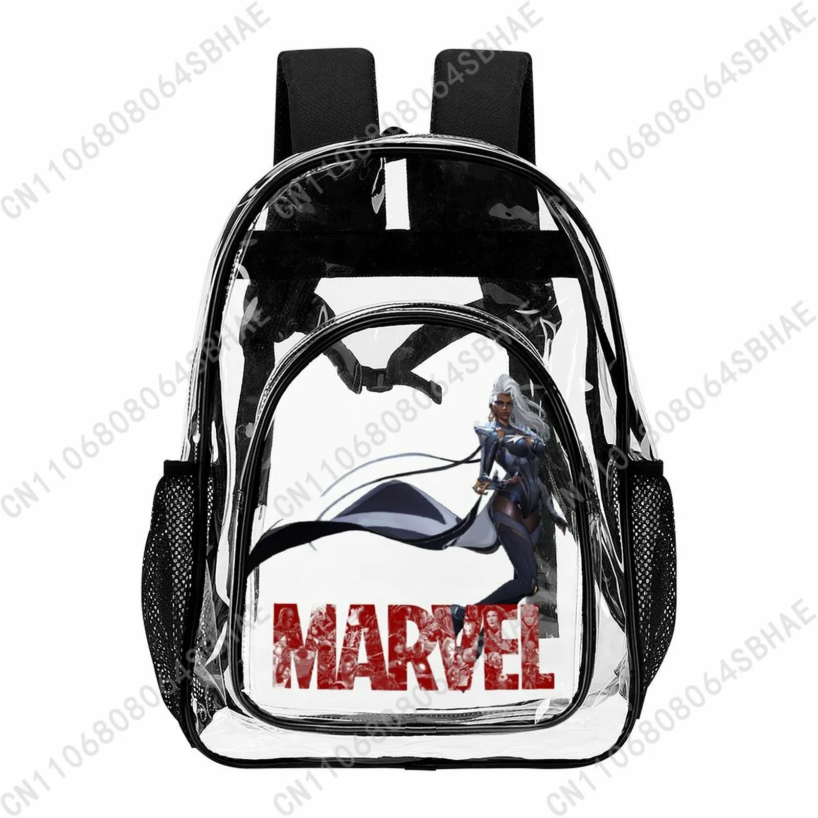 

Прозрачный рюкзак Marvel Storm с сетчатым карманом для женщин и мужчин, прозрачная сумка для книг, водонепроницаемый рюкзак для школы, путешествий, подарок, косплей