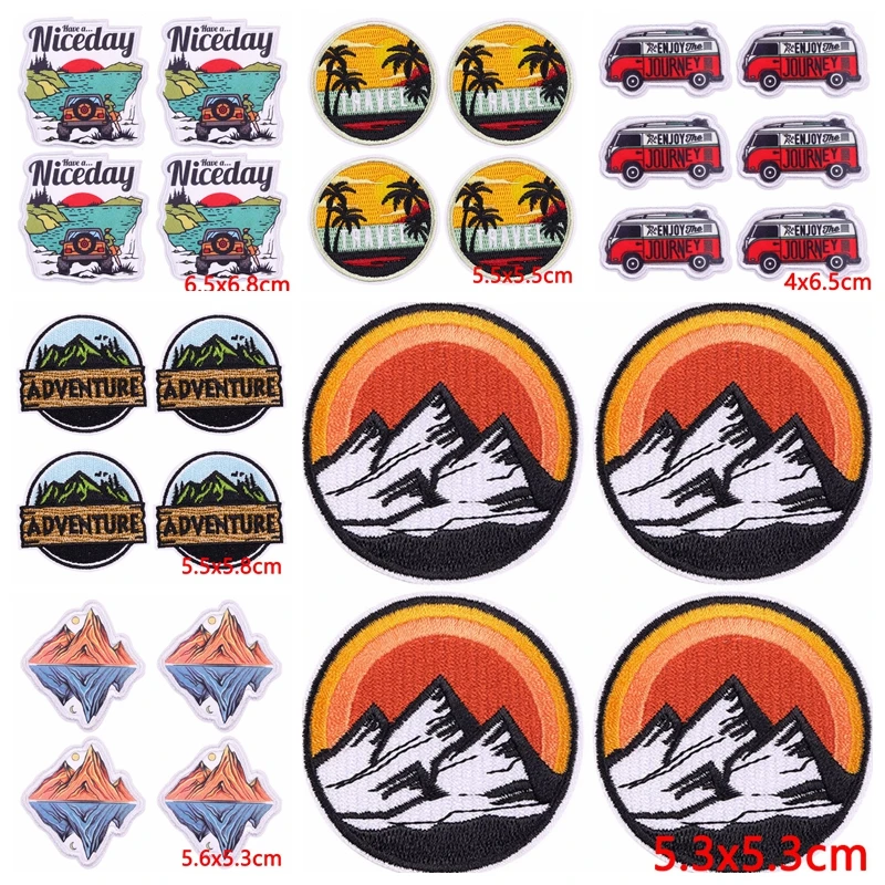 10Pcs/Lot Outdoor Adventure Patch Iron On Patches For Clothing Thermoadhesive Patches On Clothes Wilderness Patch For Clothes