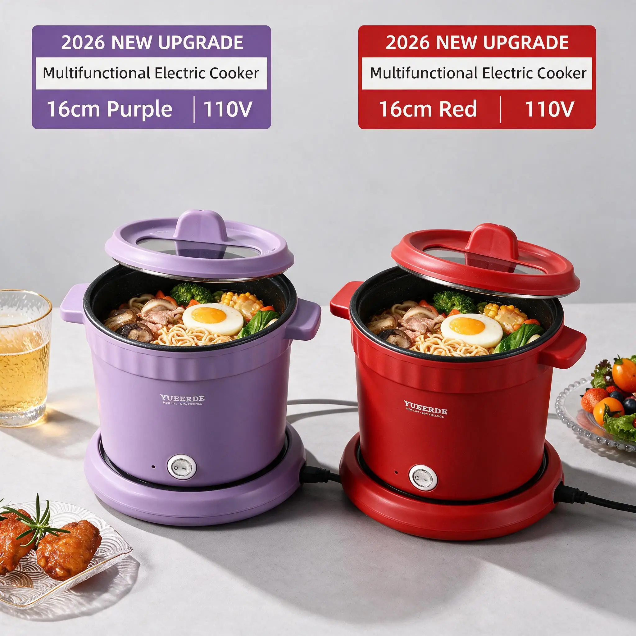 2026 New Upgrade 1.2L Mini Electric Hot Pot Household Multifunctional Electric Cooking Pot Double-layer Anti-scalding Portable N