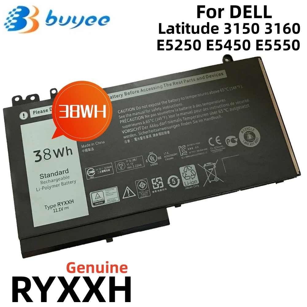 

11.1V 38WH RYXXH Laptop Battery For Dell Latitude E5250 E5450 E5470 E5550 3150 3160 Series Notebook 3-cell Batteries J8FXW JY8D6