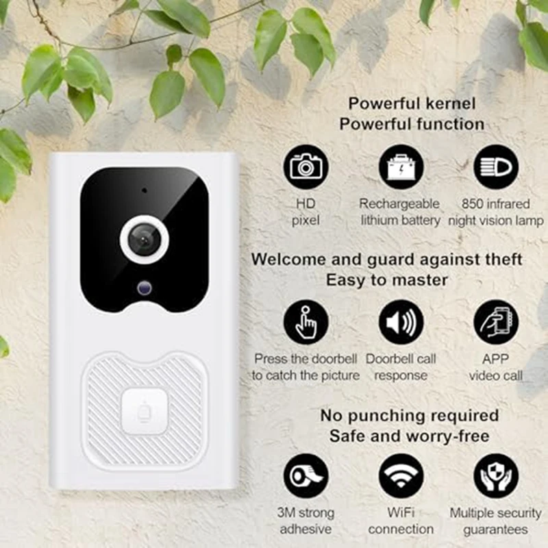 Intelligent Wifi Night Vision Low Power VGA Video Doorbell App Remote Intercom Cell Phone Push Notification For Home