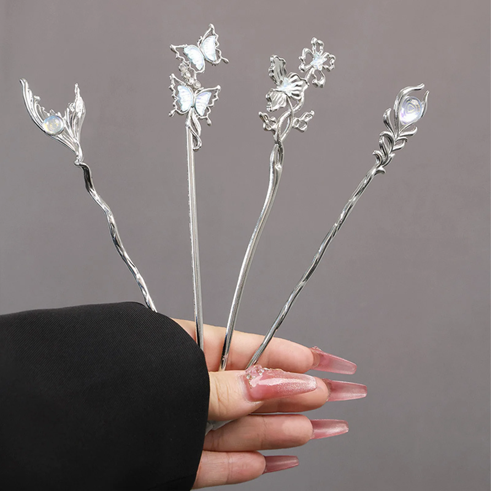 Starry-Sky Moonlight Stone Hairpin Female New Chinese Style Hairpins Modern Hairpin Metal Hair Stick High Grade Hair Accessories
