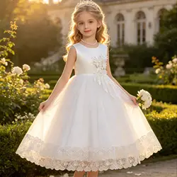 Flower Girls Party Wedding Dress Children Kids Elegant Ball Gown Clothes Princess Party Dresses for 4-14years Teenager Wear