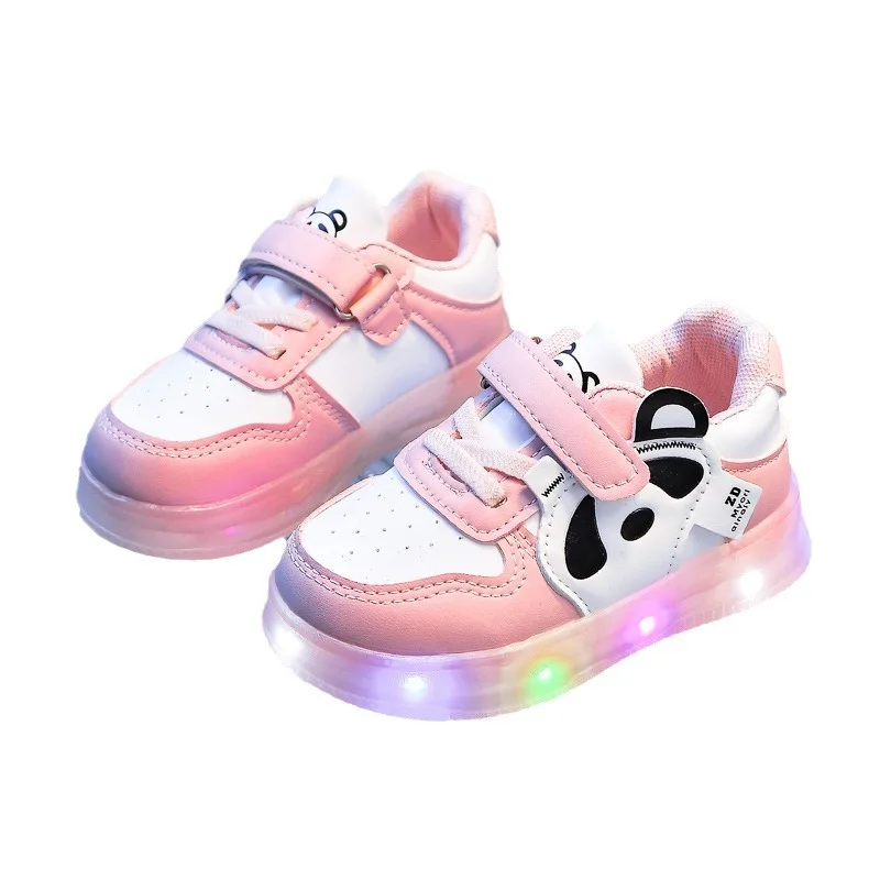 LED Lights Kids Sneakers Cute Cartoon Boys Skate Shoes Fashion Soft Sole Luminous Girls\' Shoes Comfortable Children Casual Shoes