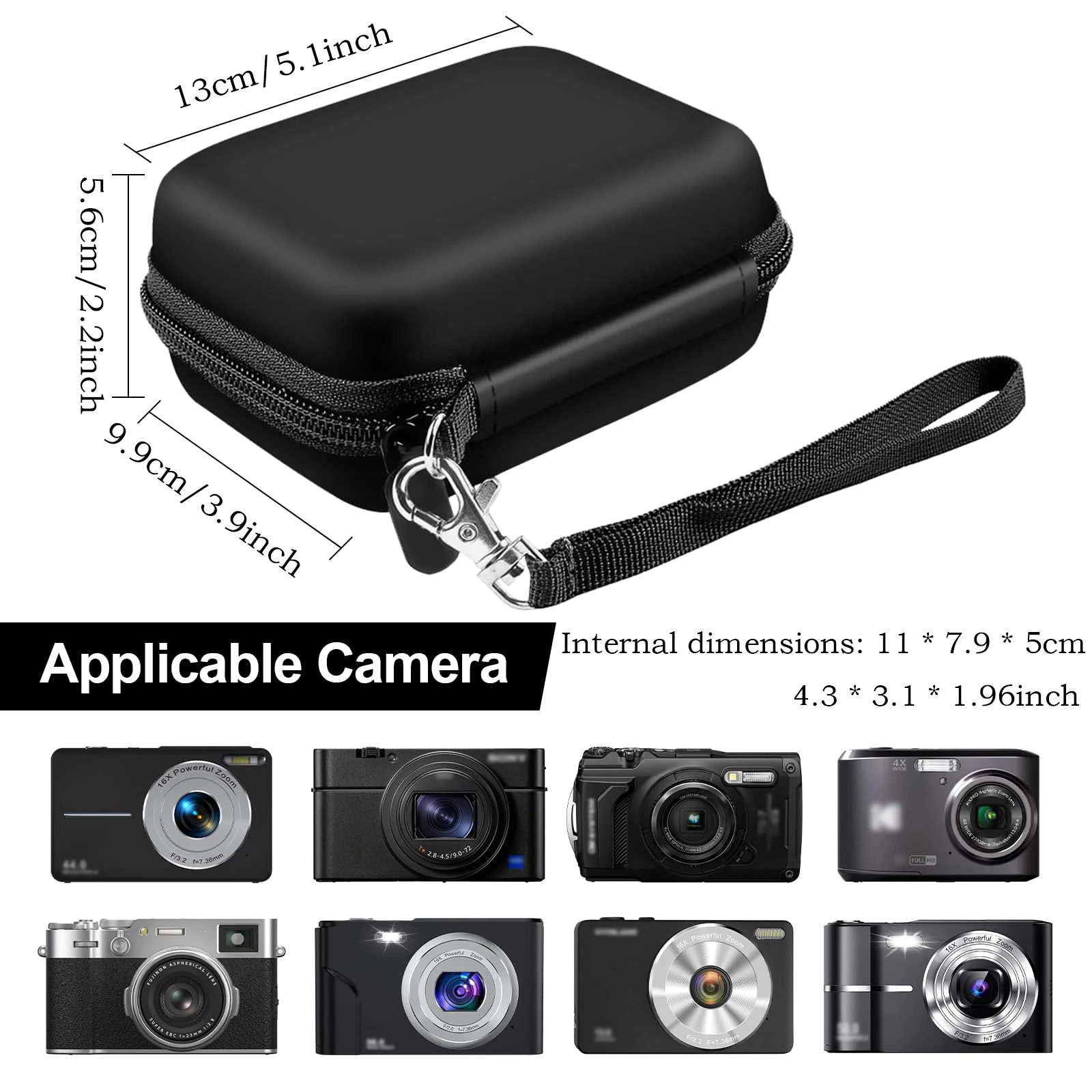 Digital Camera Case for CAMKORY/for Kodak Pixpro FZ45 FZ55/for VAHOIALD/for Sony DSCW800 830 for Canon PowerShot 180 190 Black image 3