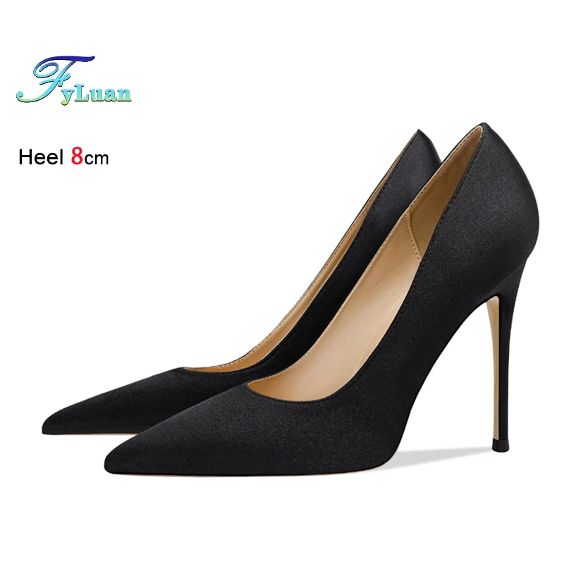 

6CM 8CM 10CM High Heels High quality Satin Elegant Women Banquet Shoes 2026 New Office Party classics Stiletto Pointy Toe Pumps