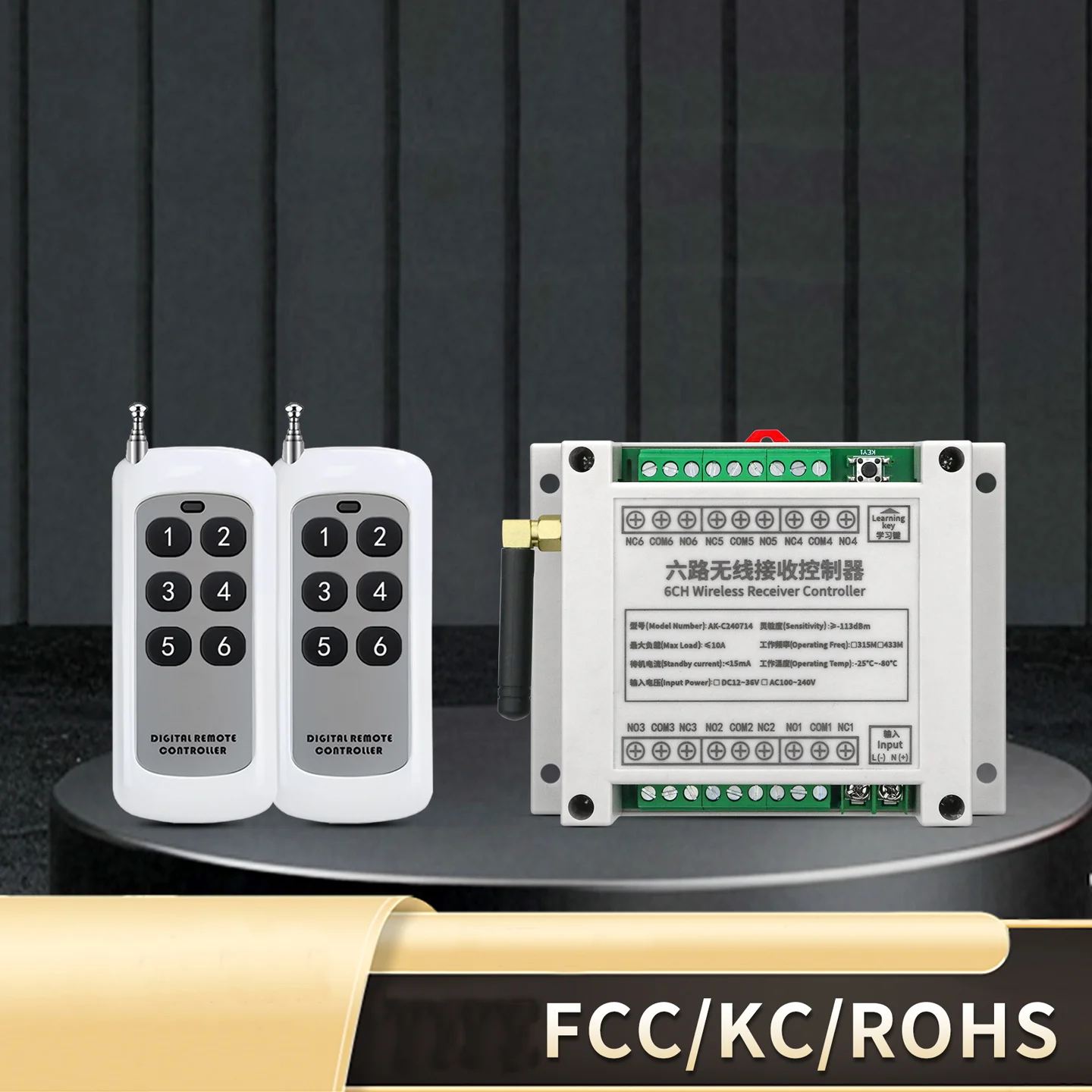 universal DC 12V  24V 36V  48V 10A 6CH relay RF Wireless radio Remote Control  switch  433 mhz farm/Industrial/agricultural
