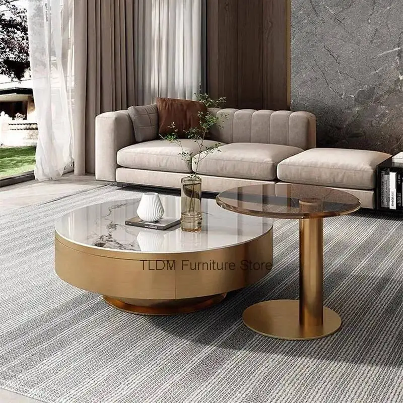Round Clear Coffee Table Simple Aesthetic Designer Accessories Decoration Coffee Table Minimalist Unique Meubles Home Furniture