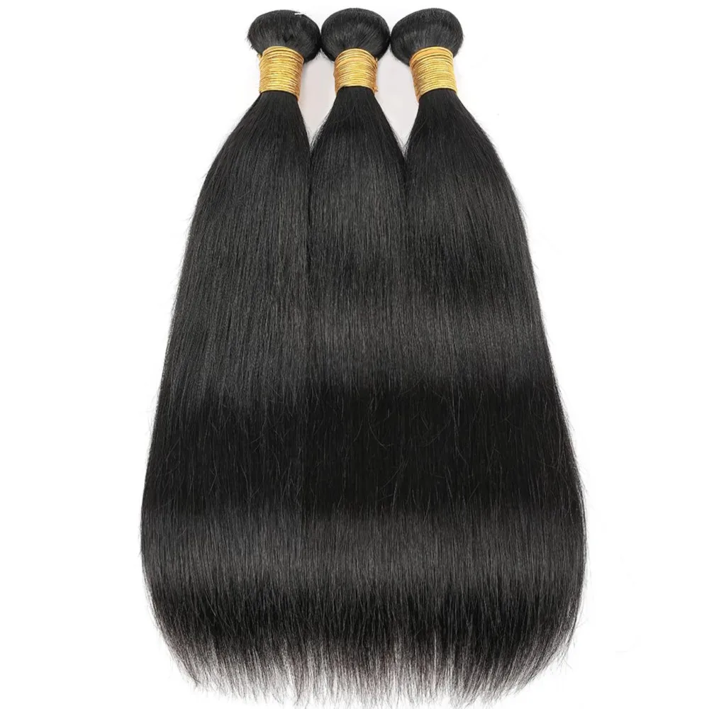 Straight Human Hair Bundles Brazilian Natural Hair Extension 26 Inch 1 3 Bundles 100% Unprocessed Human Hair For Woman Color #1B