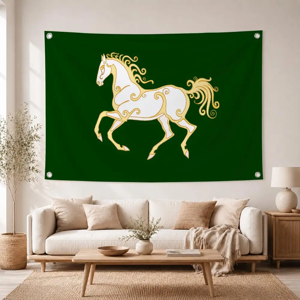 Fantasy Art Kingdom of Rohan Horses Flags Home Yard & Garden Decor Banner - Indoor Outdoor Wall Hanging Flag