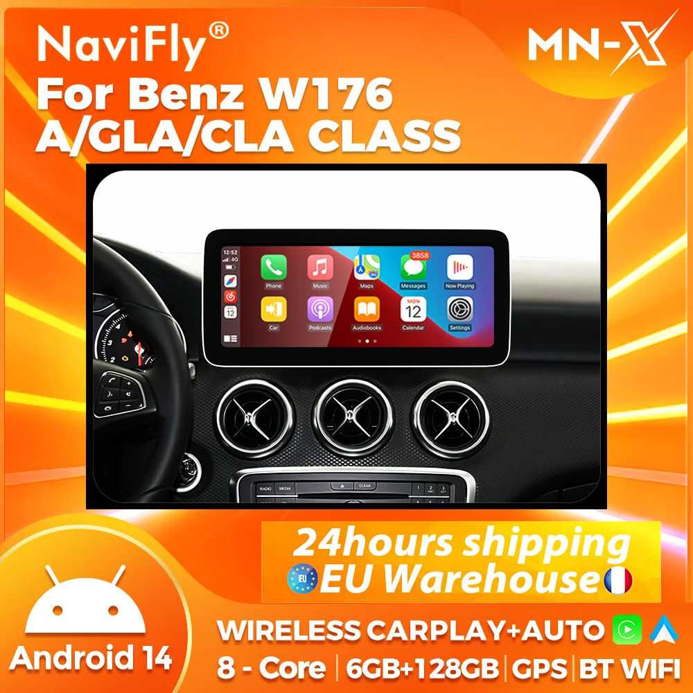 Navifly MN-X Android 14 fino a 8core fino a 6+128G 10.25 pollici autoradio android per mercedes-benz A CLA GLA W176 W117 X156 sistema intelligente per auto navigazione GPS Wireless Apple carplay
