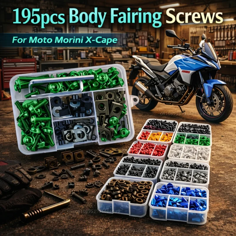 

195pcs Motorcycle Fairing Bolts Body Screws Nuts For Moto Morini X-Cape 650 650X 2023 2022 XCape Kit Aluminum CNC Fasteners Set