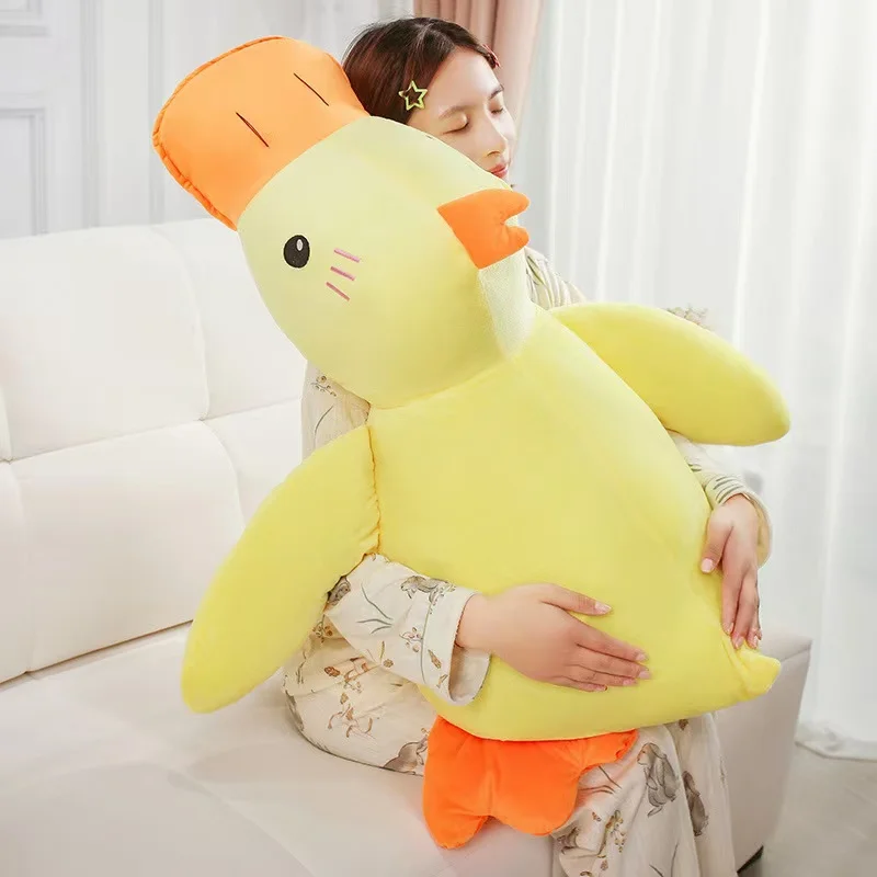 

45/65/100cm Yellow Duck Pillow Anime Plush Toy Cute Soft Stuffed Animal Ideal Christmas Thanksgiving Gift for Kids