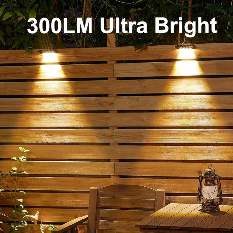 

Солнечные фонари для забора, уличные водонепроницаемые 4 светодиода с фокусными линзами, солнечный настенный светильник с автоматическим включением и выключением для патио, декор для двора, садовая лампа