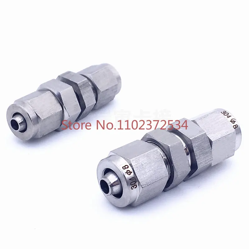 5PCS Customized 304 stainless steel quick-thread plate connector PU pipe silicone hose quick-thread bulkhead pipe connector