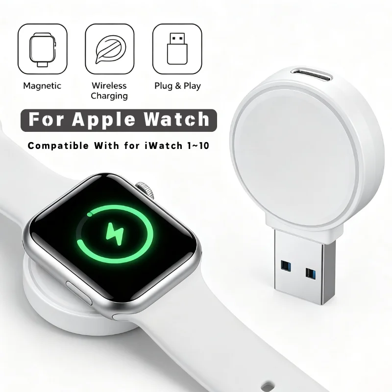 Magnetic Wireless Charging For Apple Watch 1-10 Generation USB TYPEC Smart Watch Mini Magnetic Charging Adapter Plug And Play