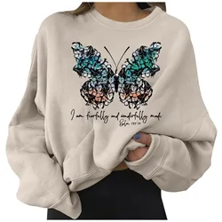 Women Printing Sweatshirts Casual Loose Short Pullover Long Sleeve Sweatshirts Fashionable Design Temperament Tops Polerones