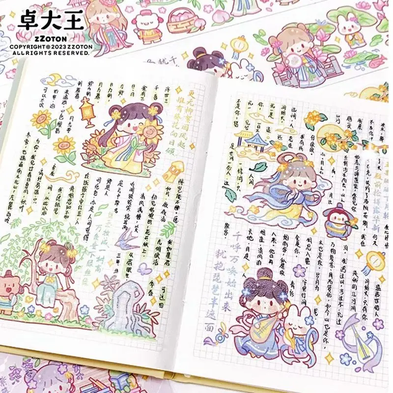 Koning Zhuo Graffiti Komisch Verkrachtingstape Materiaal Schattige Meisjes Dagboek Knippen En Papieren Tape Stickers Kawaii Washi Tape