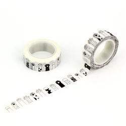 Nouveau, 1 pièce Ruban adhésif patte de chat Washi noir et blanc, 10m, ruban adhésif de masquage, papier Kawaii, décoration de bricolage, licence de scrapbooking, mignon