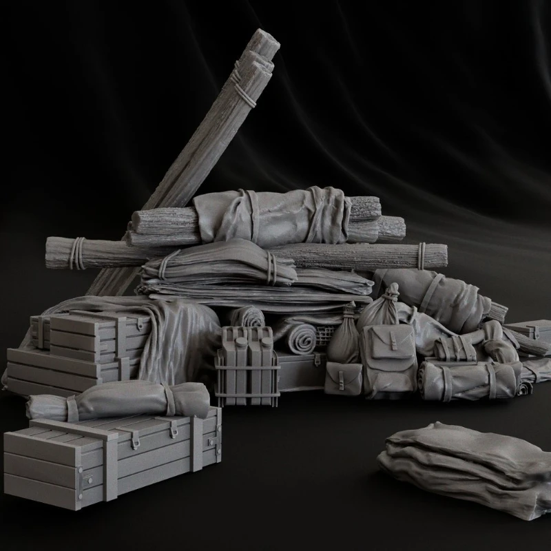 

1/35 Scale Die-Cast Resin Model Assembled Kit WWII Stowage Prop Pack Set (No Truck) Unassembled and Unpainted