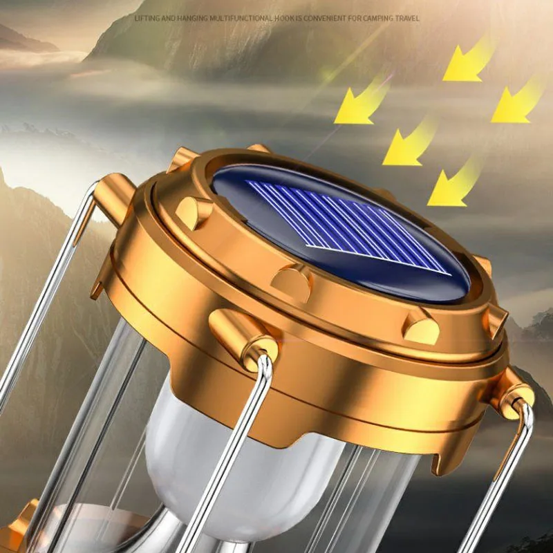 Solar Multifunktionale Handheld Camping Lampe Zelt Lampe LED Tragbare Taschenlampe Tragbare Wasserdichte Notfall Angetrieben Arbeit Licht