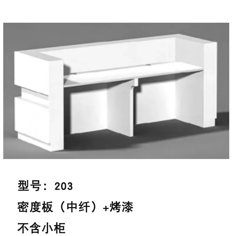 Modern White Glossy Reception Desk with LED Light for Beauty Salon Office Bar Simple Front Counter Table