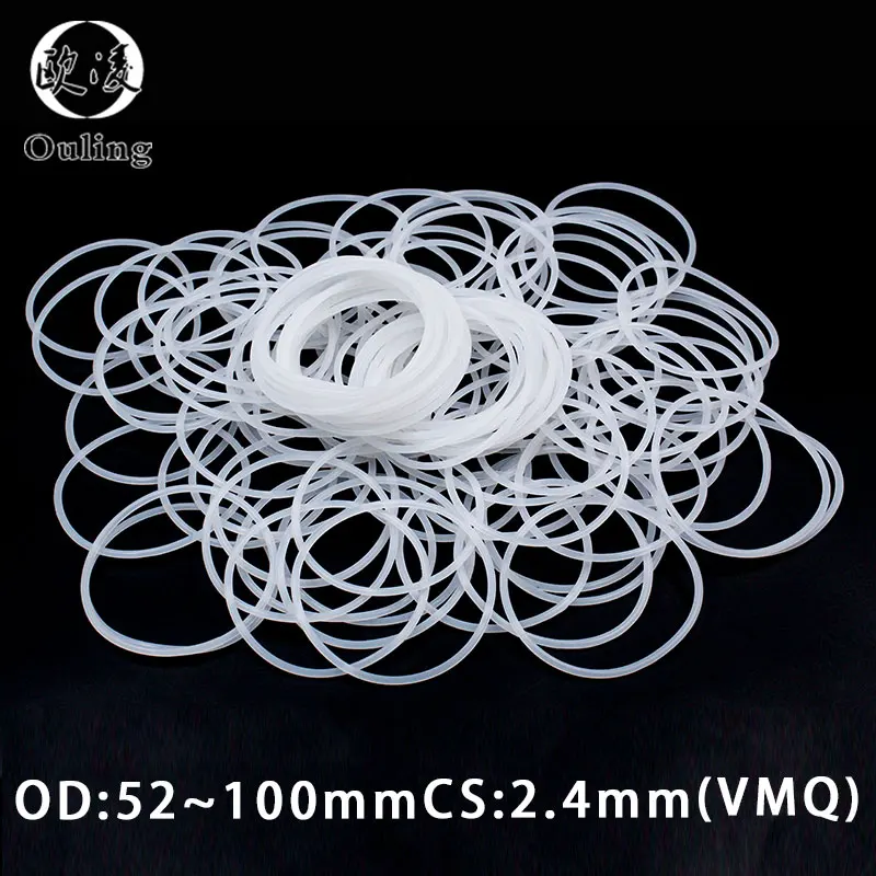 3PCS/Lot White VMQ O‑Ring CS2.4mm OD52-100mm Good Elasticity Silicone Rubber Gasket Washer For Machinery Plumbing Sealing