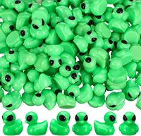 50 Pcs Green Alien Duck Figurine Halloween Mini Funny UFO Sci-fi Resin Duck for Party Favors Dashboard Desk Cute Alien Decor