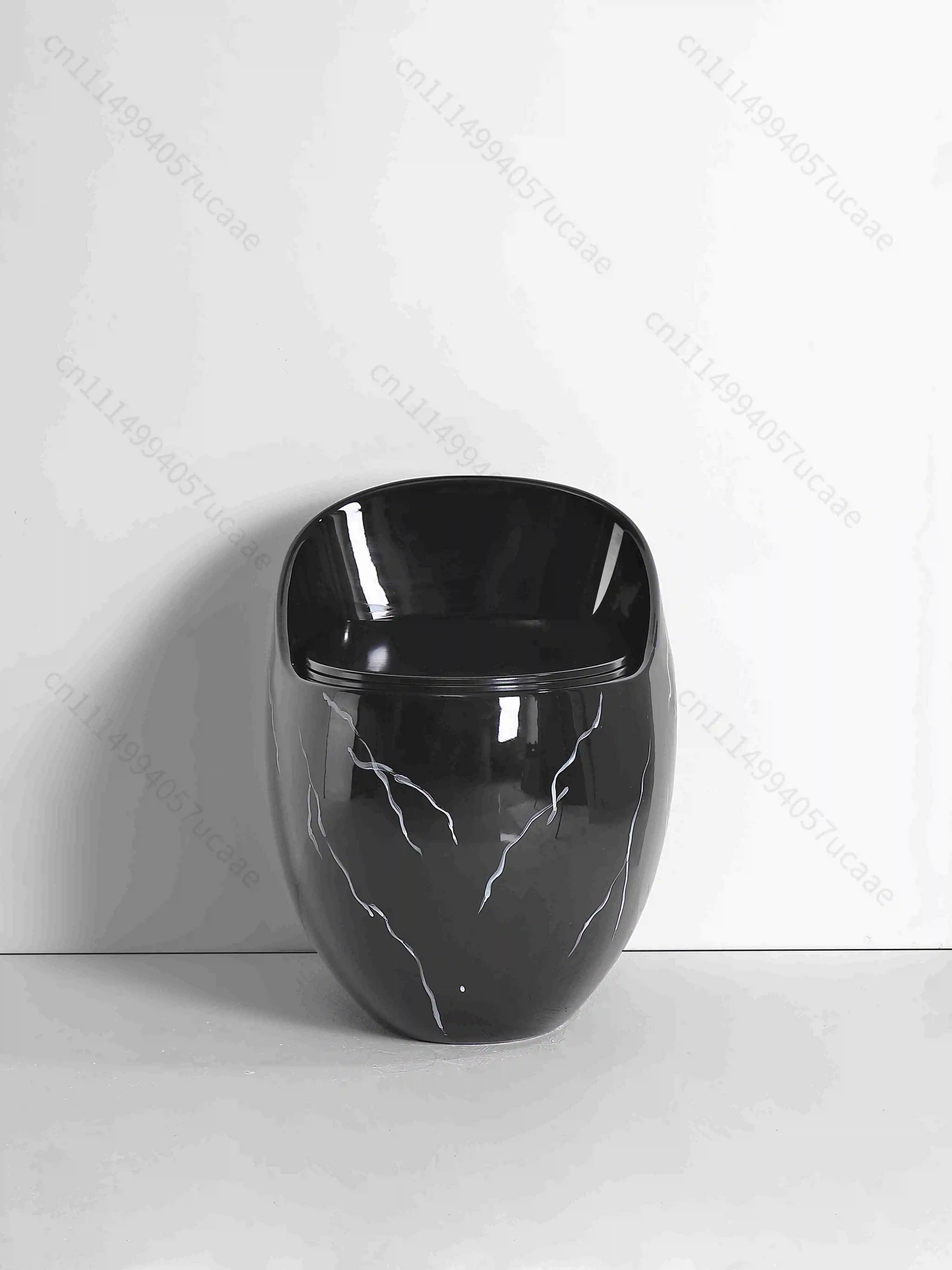 Modern Design Egg-Shaped WC Marble Black Color One-Piece Toilet Bowl New Design Hot Sale Floor-Mounted Ceramic in Bathroom