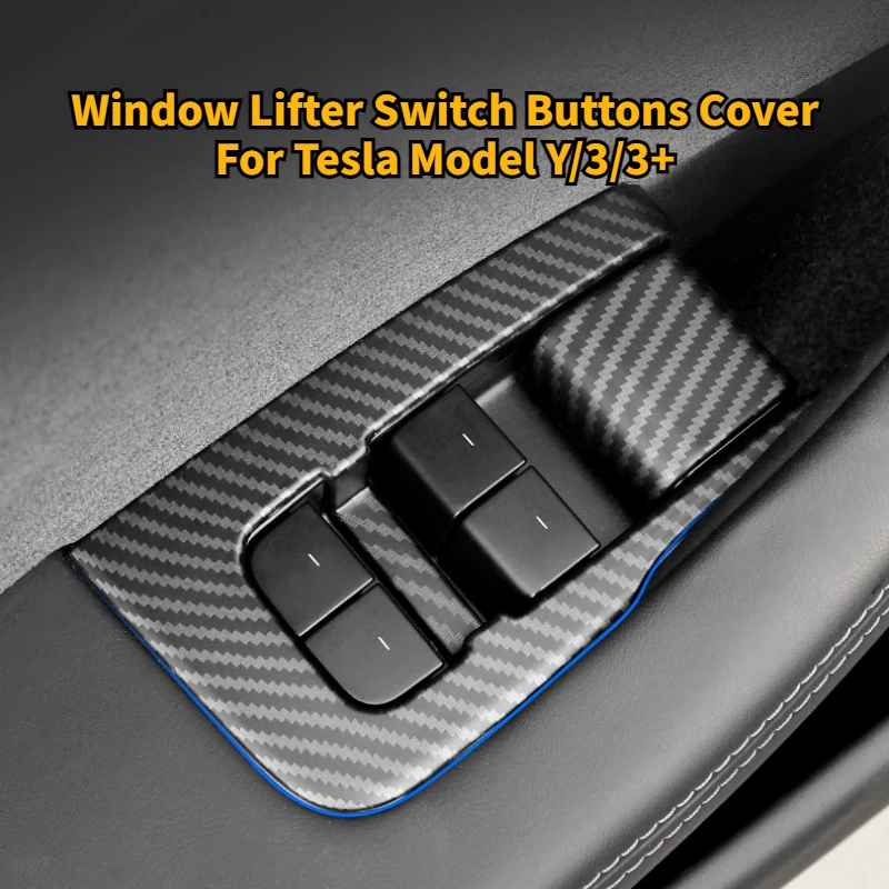 Voor Tesla Model Y/3/3 + Highland Trim Frame Knop Stickers Venster Lifter Schakelaar Knoppen Cover auto-interieur Accessoires 2017-2024