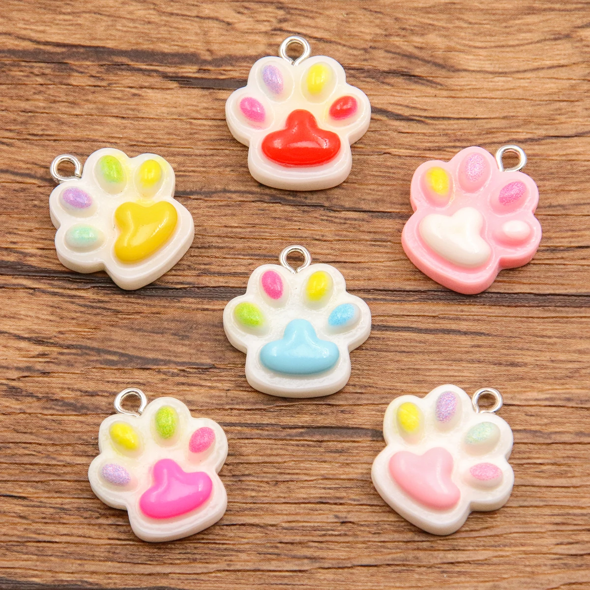 10PCS 17X19mm 6 Color Colorful Cat Claw Resin Charms DIY Cartoon Animal Earring Pet Choker Pendants Jewelry Accessory Make