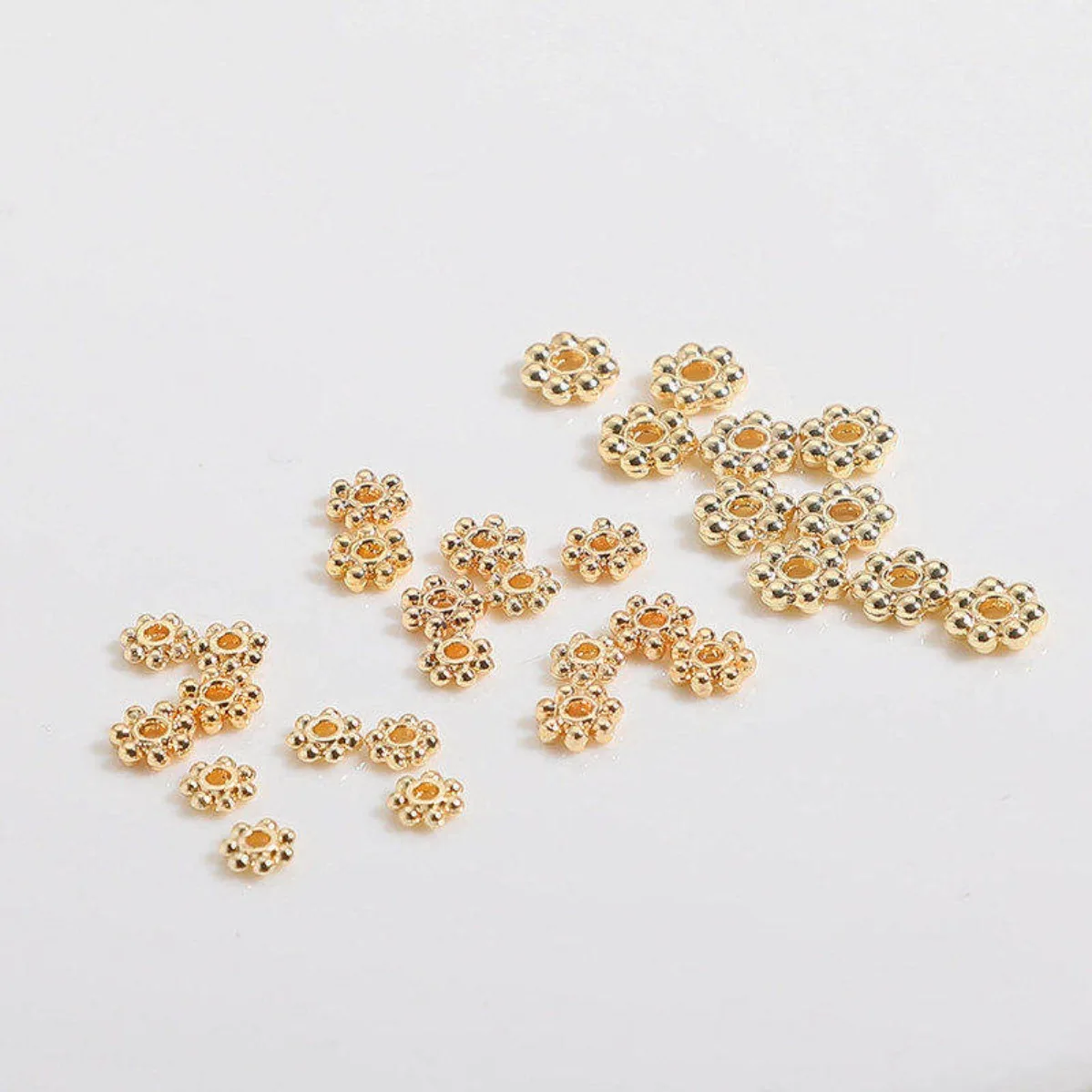 14K Gold Plated Snowflake Bead Caps Pearl Spacer Discs, DIY Bracelet Necklace Jewelry Findings Supplies