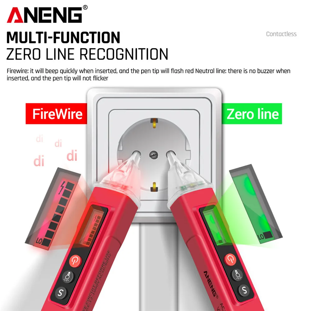 ANENG 12-1000V Penna a induzione intelligente VC1010 Rilevatori di tensione AC/DC Induzione senza contatto Trova strumenti di rilevamento del punto di interruzione
