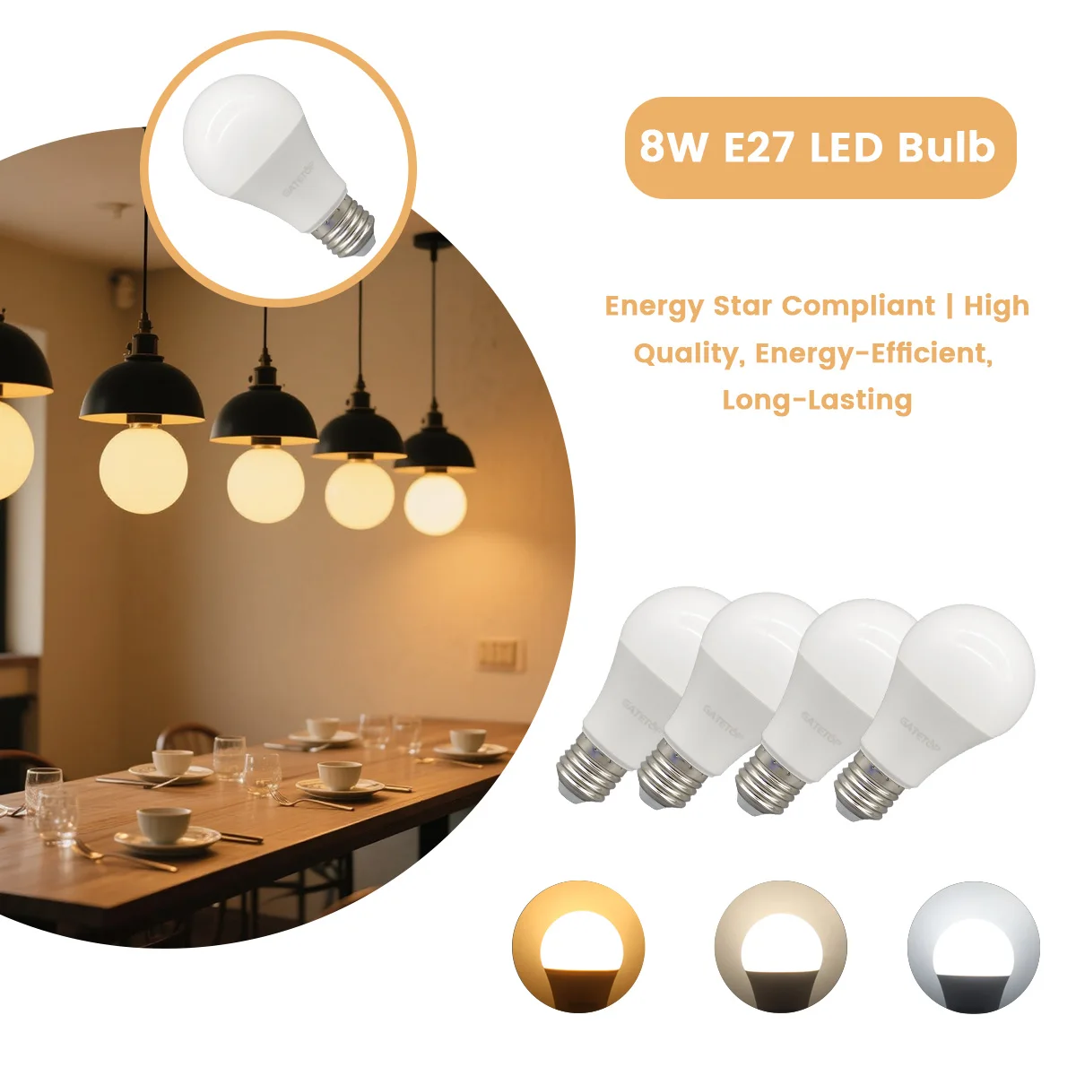 

1-10PCS Hight quality LampsLED Bulb E27 Lamps 8W AC 110V 220V Light Bulbs Warm lighting daylight RA80 for home derection