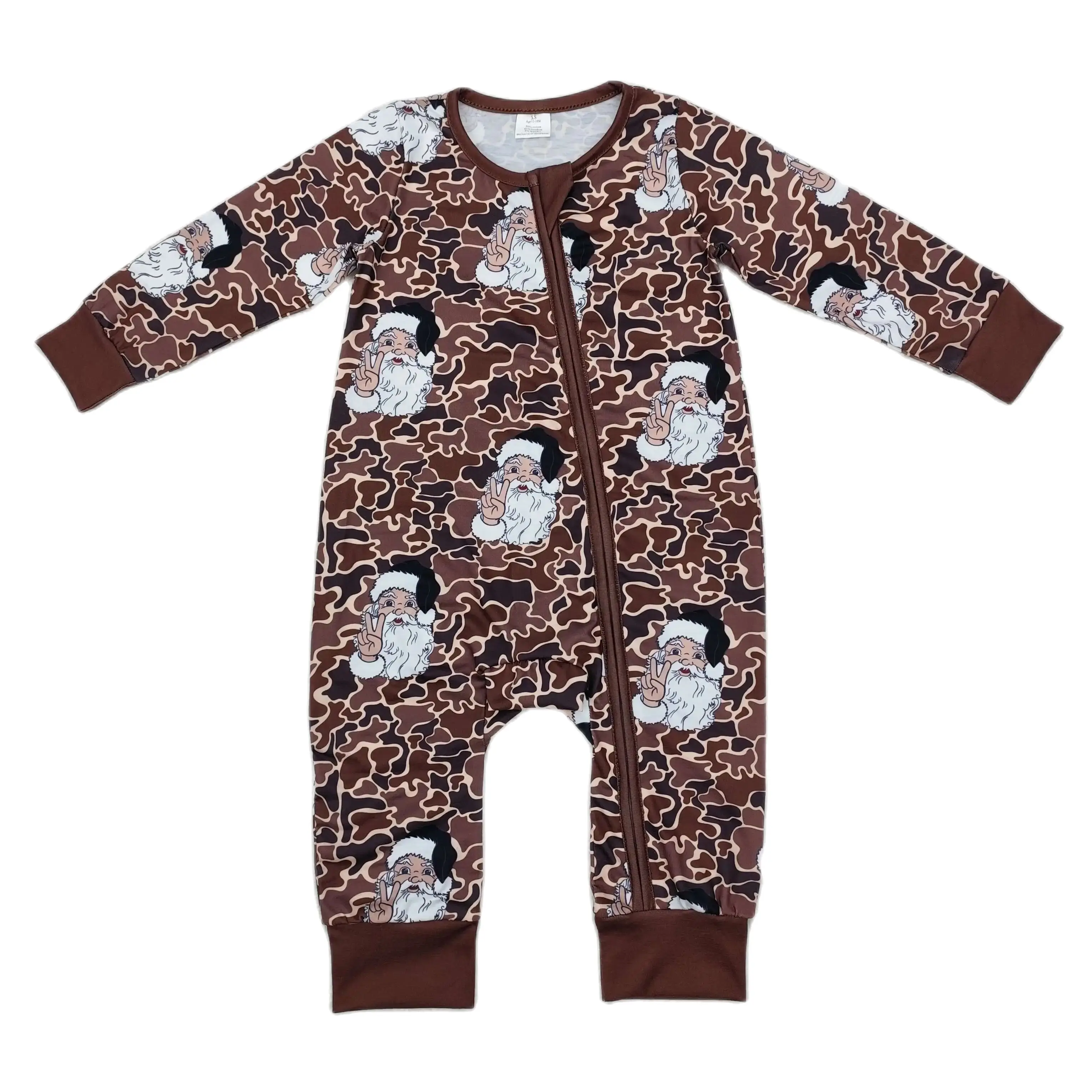 

Wholesale Newborn Baby Boy Christmas Santa Bubbles Long Sleeves Zipper Jumpsuit Kids Toddler Camo Romper Children Fall One-piece