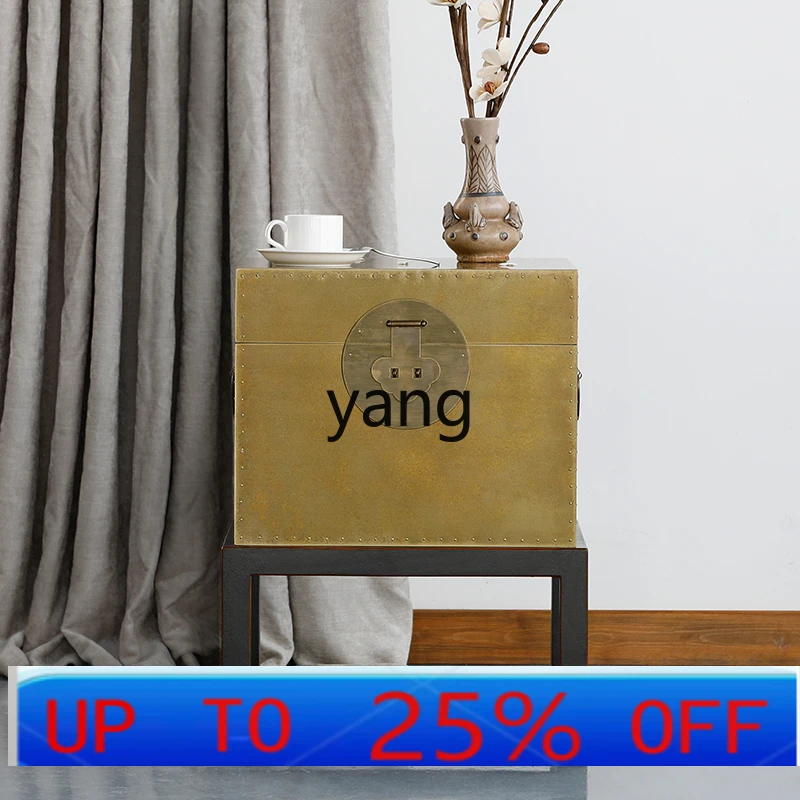 

CX new Chinese-style simple brass edge table living room sofa small coffee table mini bedside table