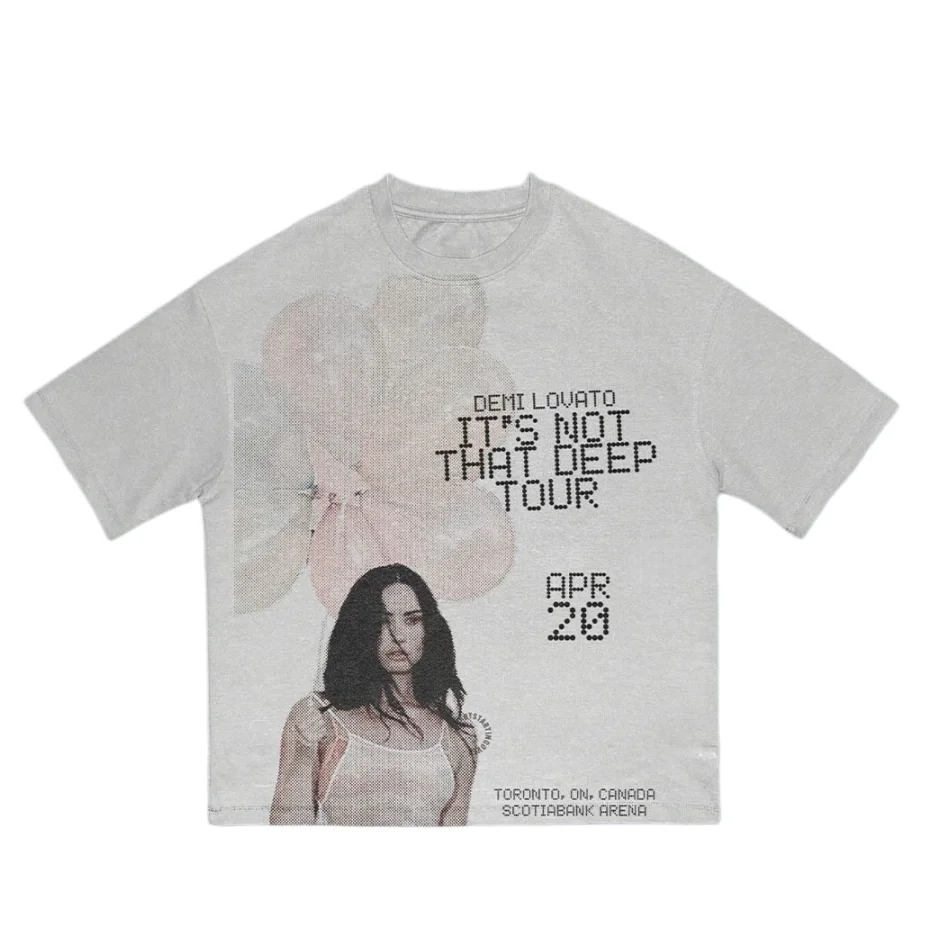 Camiseta Gráfica Demi Lovato 2026 Its Not That Deep Tour para Homens Unissex 100% Algodão Gola Redonda Manga Curta Y2k Oversized Popular