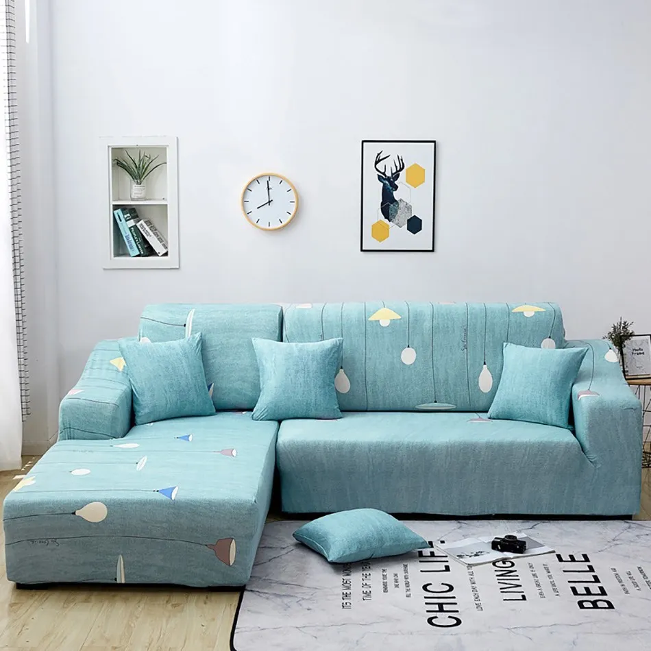 

Home Sofa Cover Geometric Sectional Couches Cute Cartoon Pattern Elastic Sofa Chair Living Room L Shaped Longue 1/2/3/4 Seater