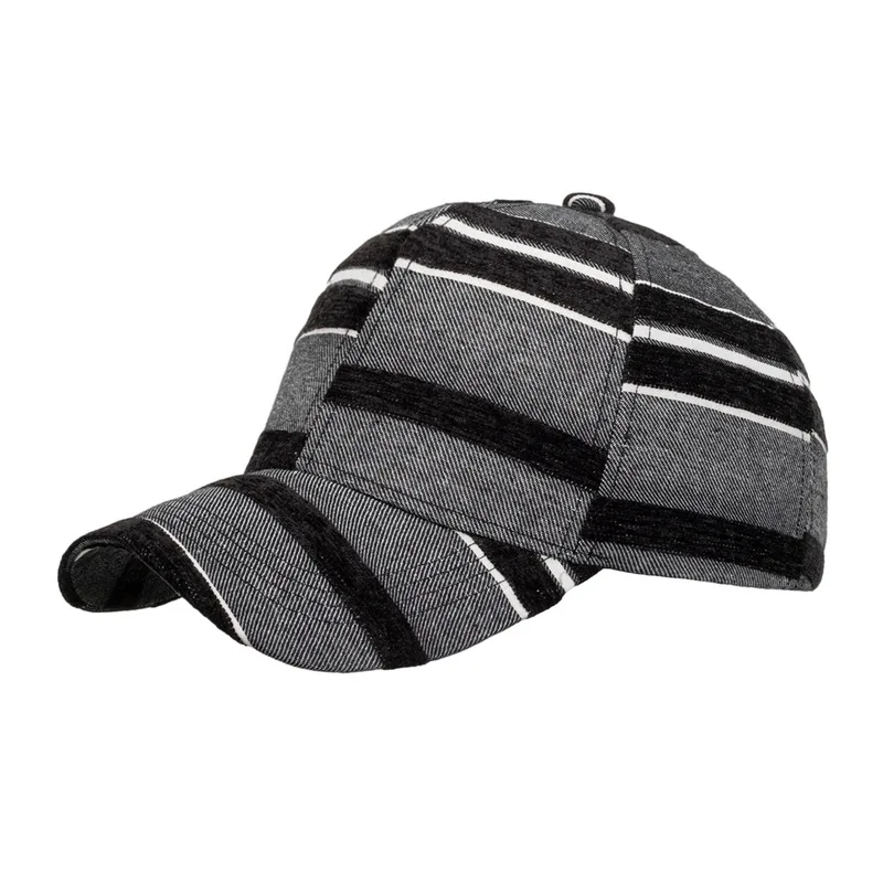 New British-style striped baseball cap for men, fashionable casual cap, outdoor sun protection hat