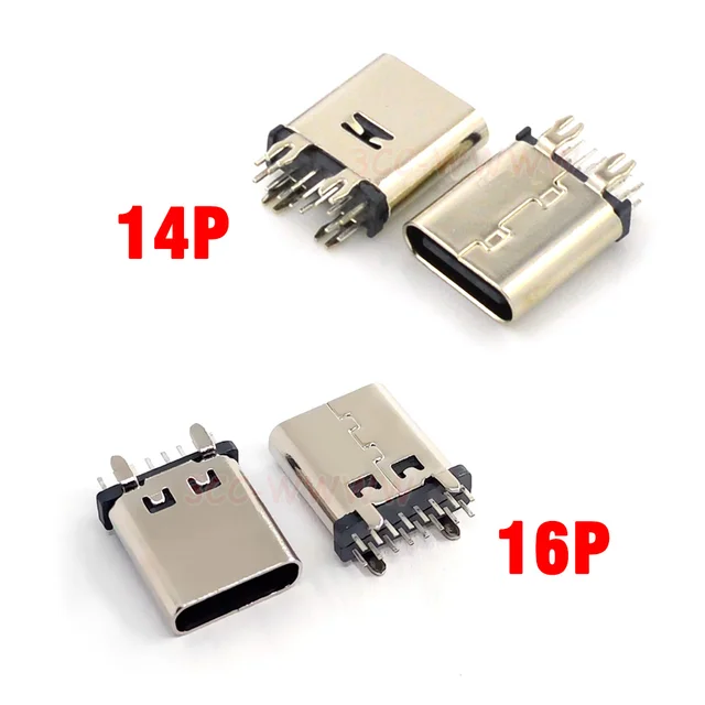 10pc typ C 14P 16 gniazdo kołkowe złącze USB 3.1 pionowa płytka wtykowa kobieta DIP 10.0H do projektowania PCB wysoki prąd PD ładowanie