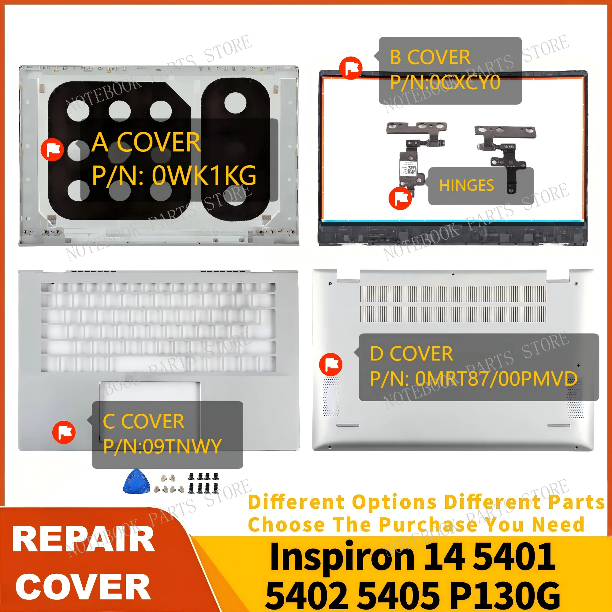 

NEW Original For Inspiron 14 5401 5402 5405 P130G p130g001 LCD Back Cover Bezel Palmrest Bottom Case Notebook Replace 0WK1KG