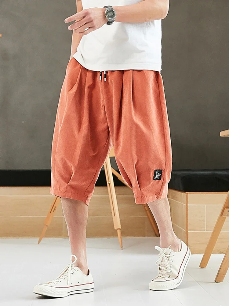 

Plus Size Summer Harem Pants Men Short Joggers Chinese Style Calf-Length Casual Baggy Pants Male Capris Trousers 8XL