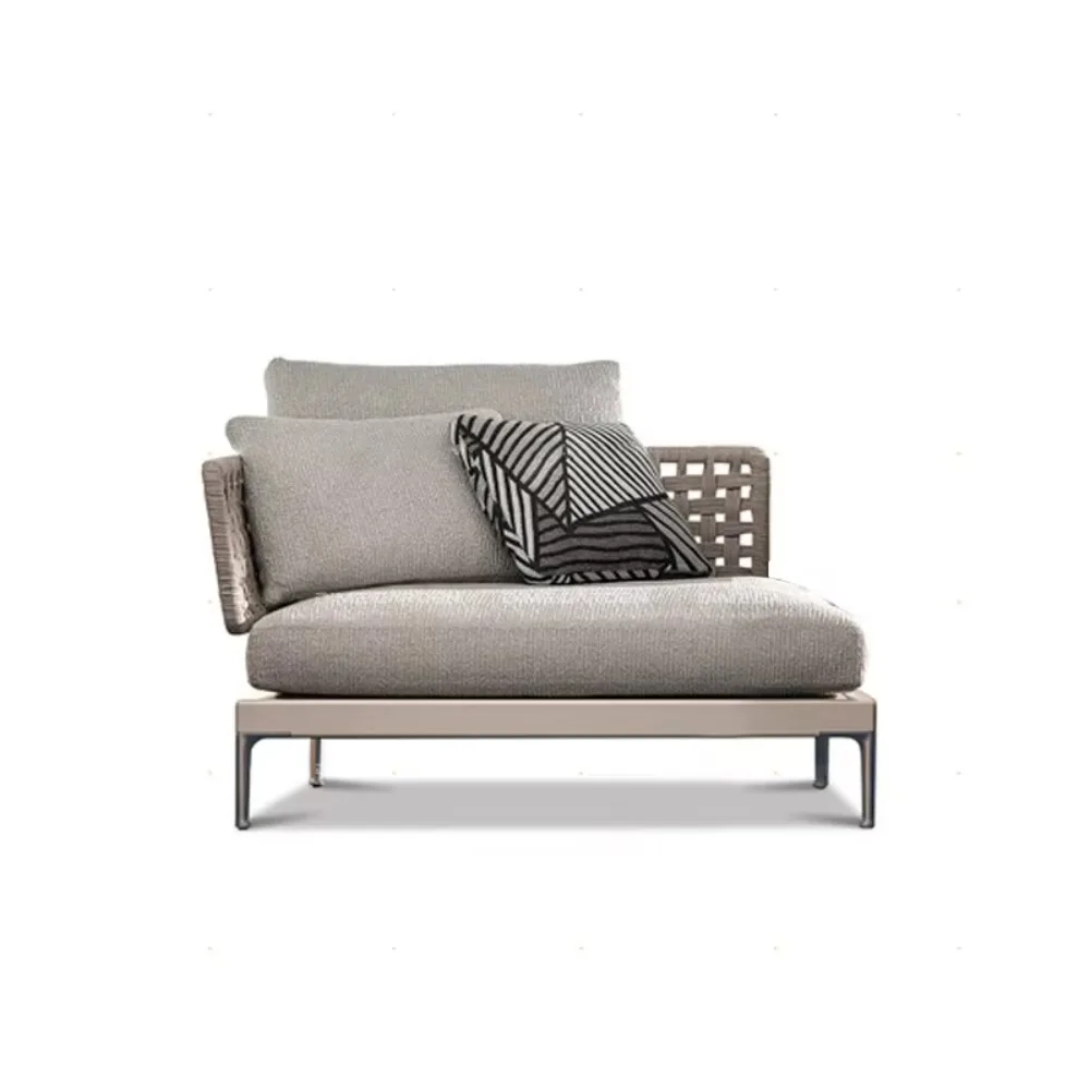 أثاث ألومنيوم فاخر طقم فناء خارجي لجميع الأحوال الجوية أثاث الحدائق طقم أريكة حديقة منسوج يدويًا #6