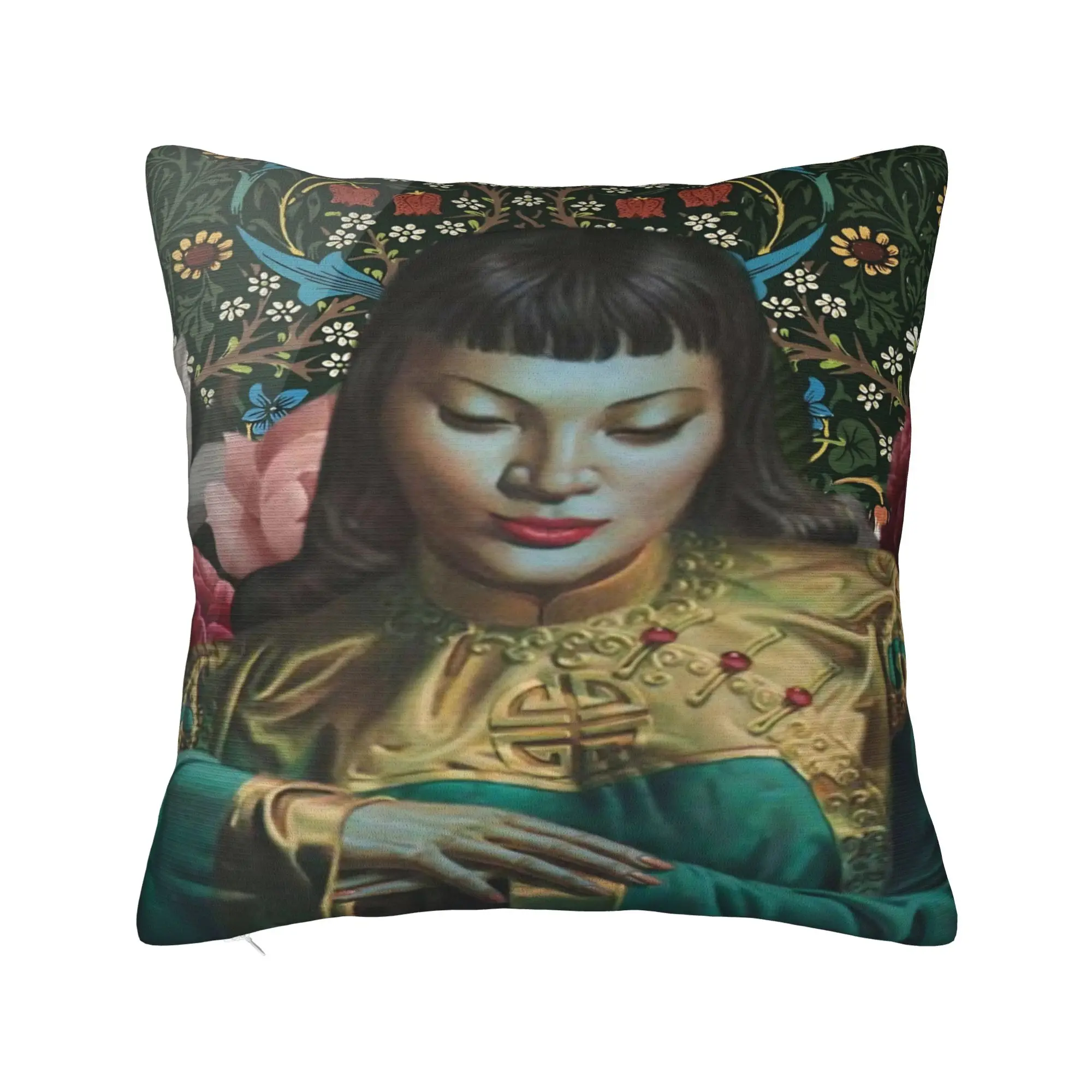 Miss Wong Vladimir Tretchikoff  Printing Pillowcase Cushion Cover  Throw Pillow Cover Warm Home Decor Square Multi-Size