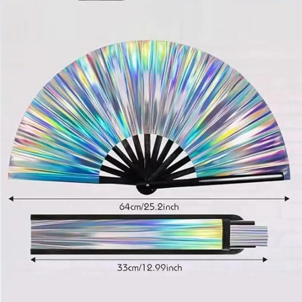 New Foldable Bamboo Fan 64cm Lightweight Clack Clapping Fans Portable PVC Stage Performance Dance for Line Dancing