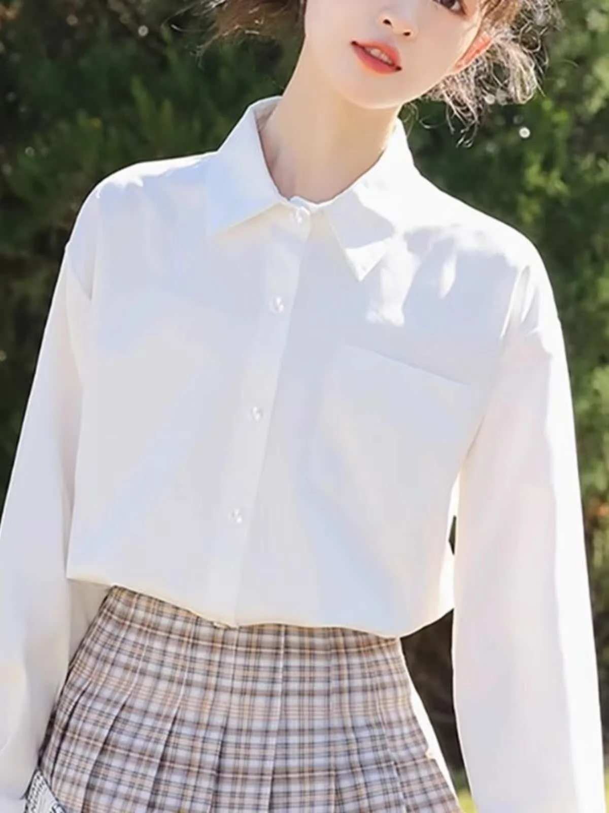

Свободная женская рубашка в стиле JK, новинка весны, с длинным рукавом, воротником и пуговицами, корейская версия, для студентов, базовый топ