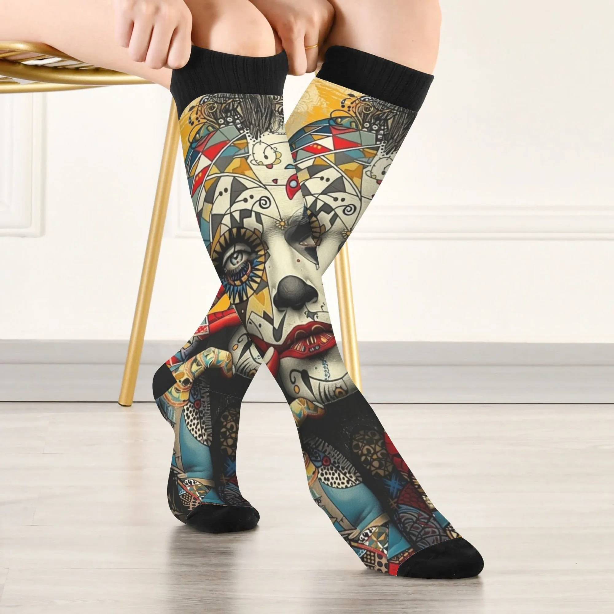 

Носки в стиле клоуна, удобные теплые повседневные женские чулки в стиле Харадзюку, новинка, модные компрессионные носки Happy