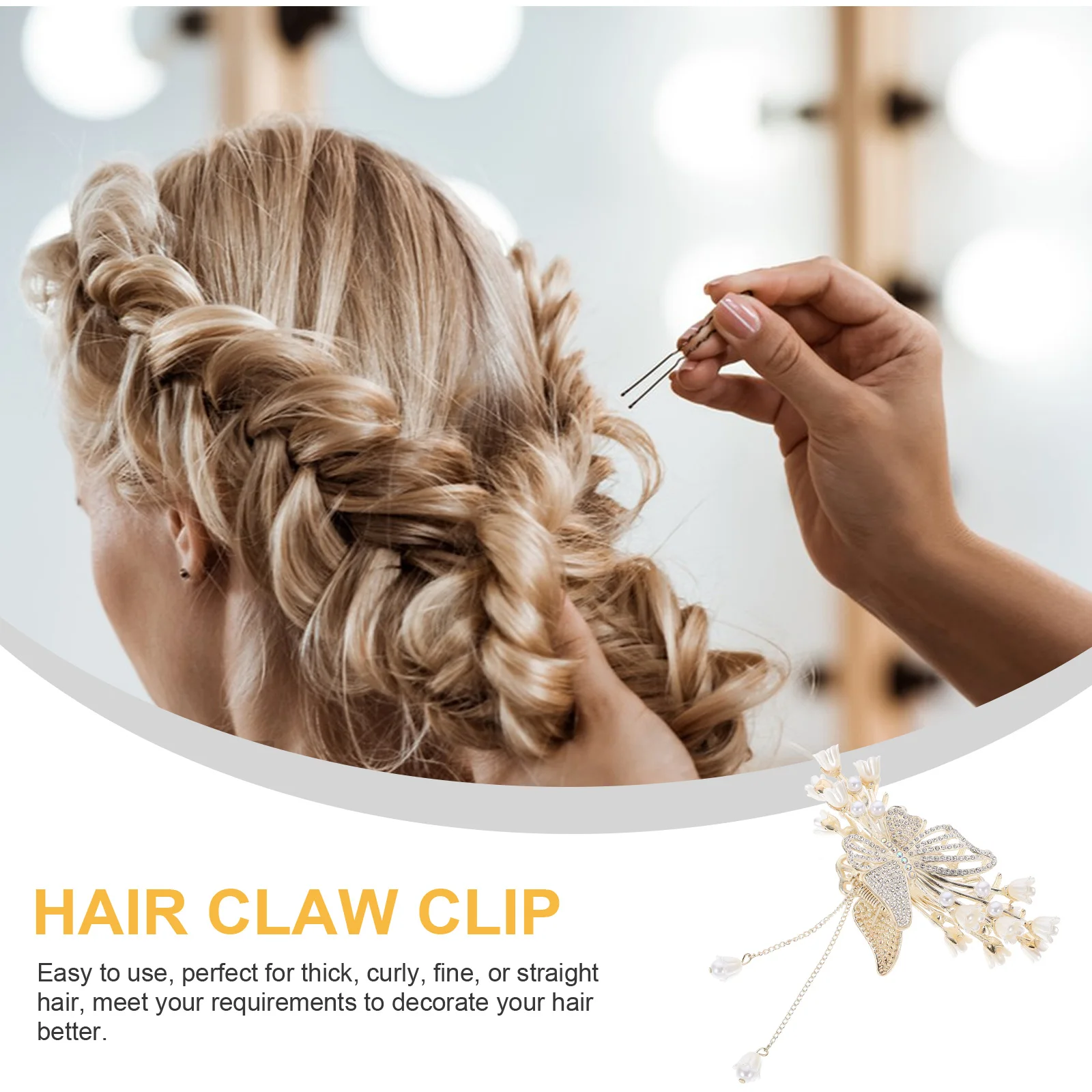 

Metal Hairpin Pearl Claw Clip Rhinestone Decorative Accessories Teens Barrettes Mini Clips Thick Hair Styling Tool Durable