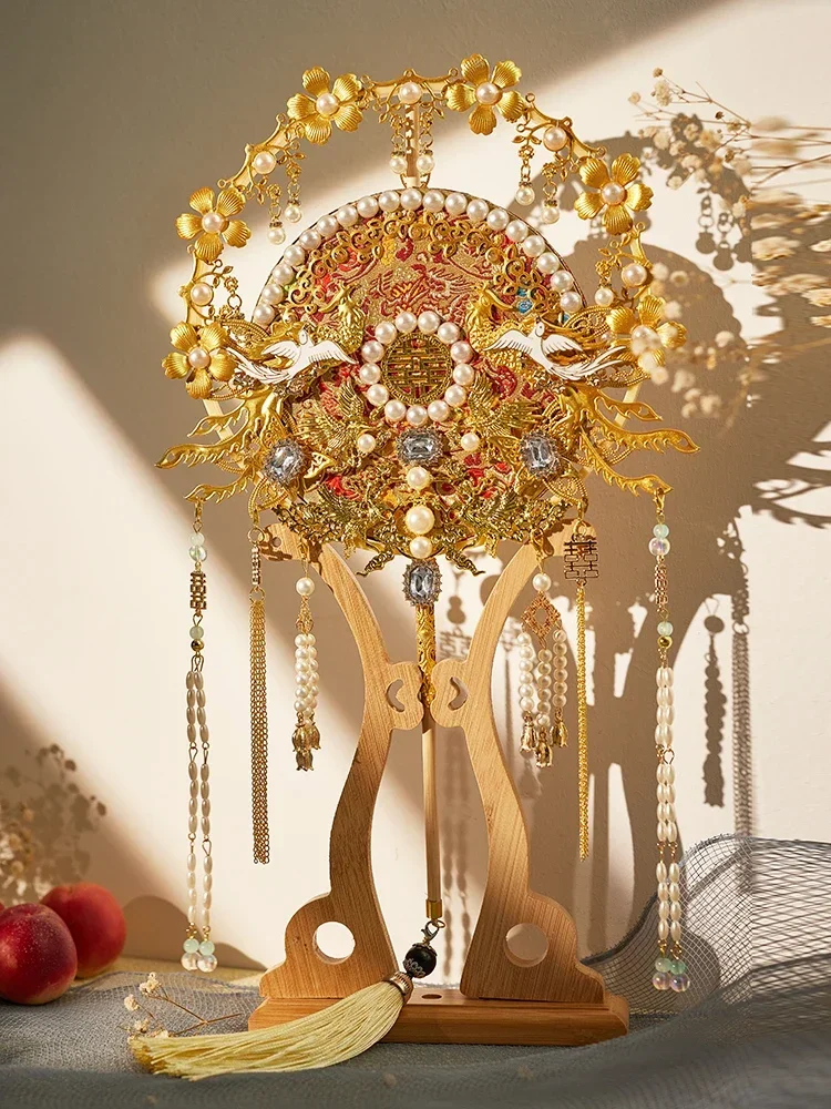 

Group fan DIY material bag, wedding bride, antique heavy industry, happy fan, Chinese wedding bouquet, one piece