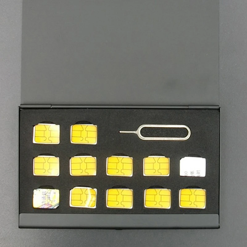 12-Schlitz-Nano 1-Steckplatz-Kartens tift Aluminium tragbare Sim Micro Pin SIM-Karte Nano-Speicher karte Aufbewahrung sbox Fall Schutz halter